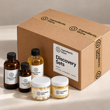 The Ingredients Store Discovery Sets carton with bottles and jars of ingredients